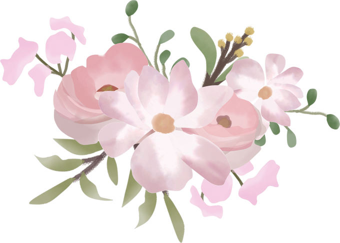 Watercolor Pink Floral Bouquet